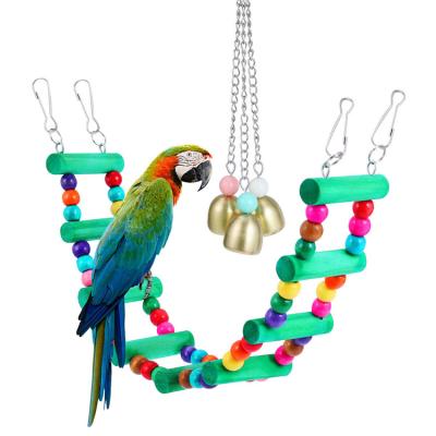 China Sustainable Hanging Natural Wooden Rattan Macaw Pet Chew Parrot Funny Bird With Cage Toys for sale