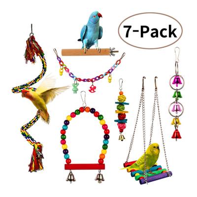 China Viable Swing Loofah Bird Toy Hang Chew Toy Parrot Bite Rise Cockatiel Conure Pet Parrot Toys Parrot Toys for sale