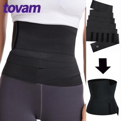 China Tovam Adult Women Slimming Tape Waist Bandage Wrap Waist Trainer Lumbar Waist Support Belt for sale