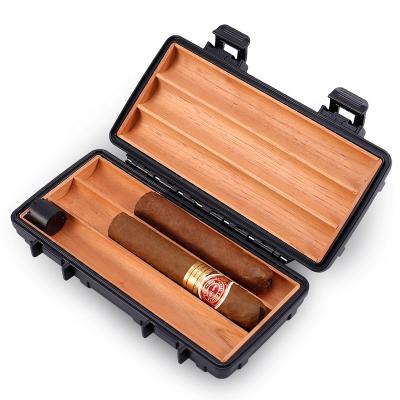 China JF-083 20*11.2*4cm 359g JIFENG Box Recyclable Material Explosion Proof Cedar Wooden Inside Travel Cigar Case For 3 Cigars Below 57 Rings Gauge for sale