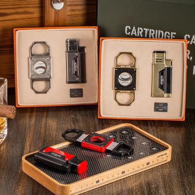 China JIFENG vintage maker cigar accessory set TZ012 metal cigar lighter with a punch and cutter for sale