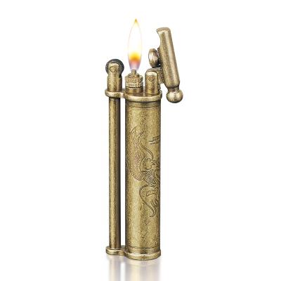 China JF-025 JIFENG Gas Brass Metal Small Gas Flint Refillable Lighter for sale