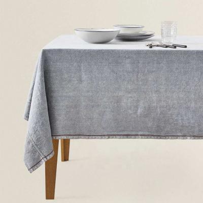 China Antimicrobial Sustainable Table Covers Reusable Tablecloth Soft Custom Size Prewashed 100 Linen Fabric Linen Table Cloth for sale