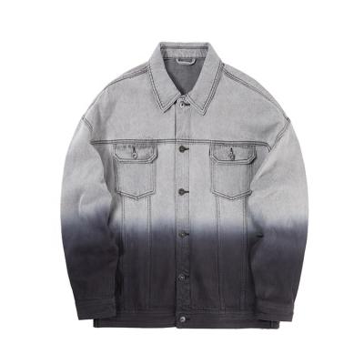 China Fashion Hemp Viable Men's Anti-Pilling OEM Zipper Lattice Jacket Dip Dye Wash Denim Jackets for sale