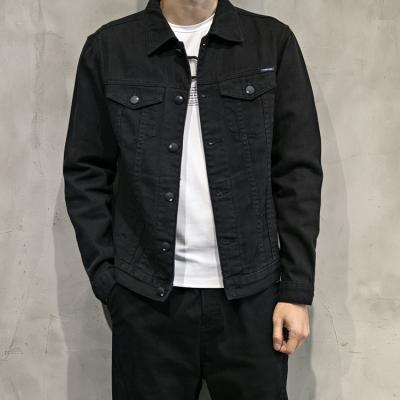 China Autumn fashion denim coat breathable men's black denim jacket loose lattice cotton wholesale men's hemp jacket for sale