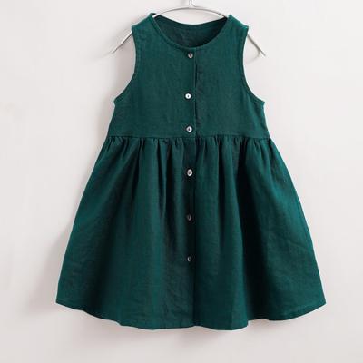 China One Piece Washable Summer Baby Dress Girl Baby Clothes For Summer Textile Hemp Cotton Baby Green Wear for sale