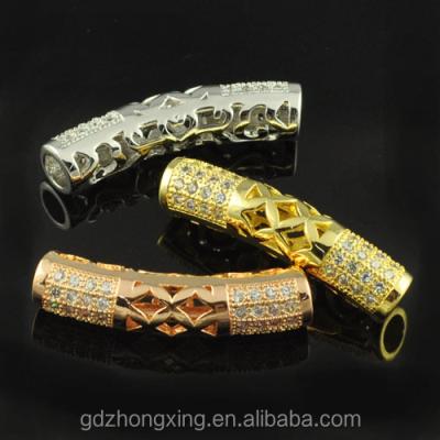 China Yiwu factory wholesale brass cz and zircon wx1040 micro pave brass tube for jewelry making for sale