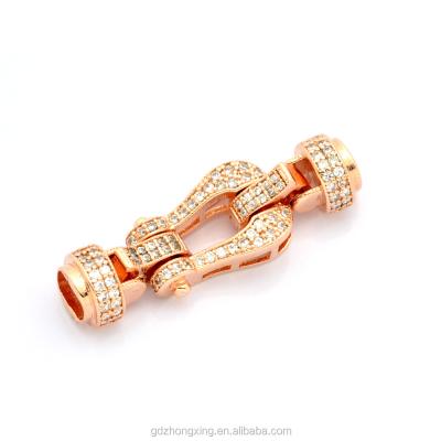 China Yiwu factory wholesale brass cz and zircon wx1396 micro pave brass clasp for jewelry making for sale