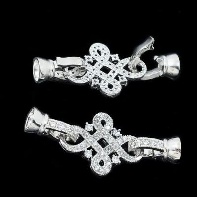 China New Crystal Pave Chinese Knot Magnetic Brass Clasps for sale