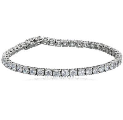 China Sterling Silver and Silver Rhodium Plated Zircon Tennis Bracelet for sale