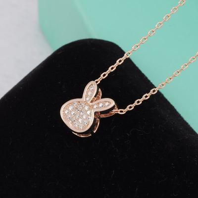 China Good Price Brass Micro Pave Gold Rabbit Small Pendant Necklace for sale