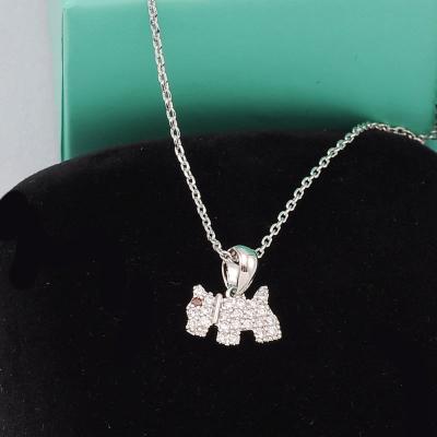 China Brass Silver CZ Micro Pave Cute Pony Horse Animal Pendant Necklace For Girls for sale