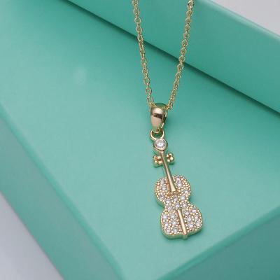 China Wholesale New Design Gift Violin Silver Instrument Necklace Pendant Necklace for sale