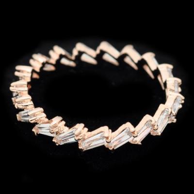 China Brass Micro Pave Stackable CZ Gold Zigzag Gemstone Ring Knuckle Ring for sale