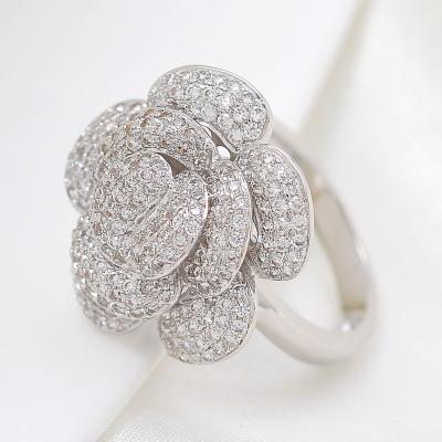 China Wholesale Brass Micro Pave Italian Design Silver Flower CZ Jewelry Ring for sale