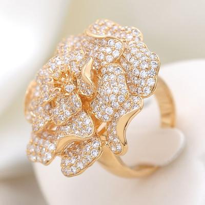 China High Quality Fashion Brass CZ Micro Pave Jewelry Flower Shaped Wedding Ring for sale