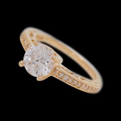 China Quality Design CZ Diomand Brass Micro Pave Gemstone Cabochon Gold Jewelry Ring for sale