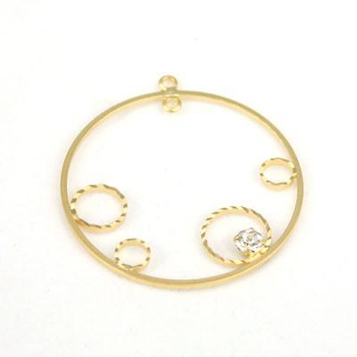 China Wholesale Mexico New Arrival Zinc Alloy CZ Gold Plated Filigree Round Jewelry Accessories Lot Finding for sale