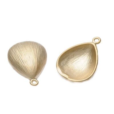 China ALLOY Gold Plated Filigree Petal Like Spoon Shape 12*17mm Charm for sale