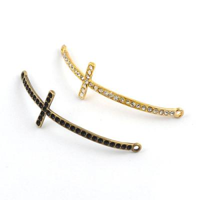 China Wholesale Imitation Zircon Zinc Alloy Gold Plated Cross Connector Jewelry Findings For Bracelet Making A22083 for sale