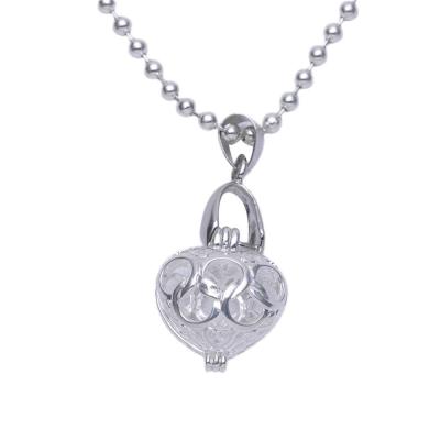 China Wholesale Brass Silver Shinner Heart Cage Hollow Pendants for sale