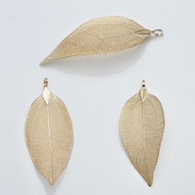 China China Brass Manufacture Brass Gold Plated Natural Leaf Pendant for sale