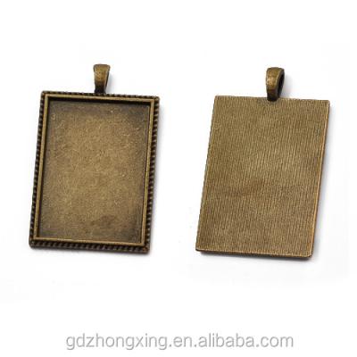 China Wholesale Zinc ALLOY Trays Pendant Blank, Antique Bronze Rectangle Bezel Cabochon Setting-A25398 for sale