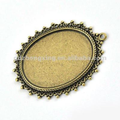 China A18981 ALLOY base white stone pendant setting, bezel cabochon setting pendants for necklace making-A18981 for sale