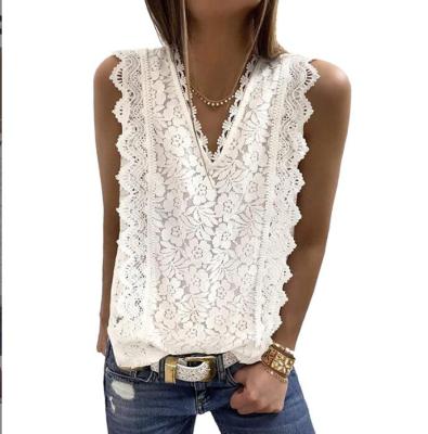 China Breathable Women Lace Up V Neck Tunic Tank Top Summer Casual Sleeveless Shirt Blouse Size S-2XL for sale