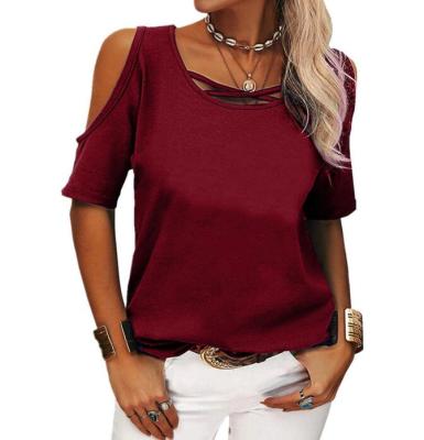 China Women's Summer Shirts Breathable V-Neck Cross Chiffon Blouse Round Neck Tunic Top Size 5XL for sale