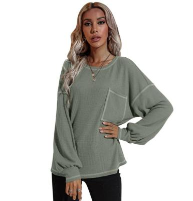 China Women's Cute Long Sleeve Breathable Casual Crewneck Sweatshirt Pullover Relaxed Fit Tops With Pocket for sale