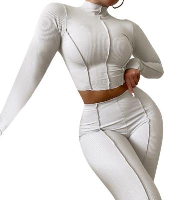 China QUICK DRY Women's 2 Piece Tracksuit Workout Set - High Waist Leggings & Crop Tops for sale