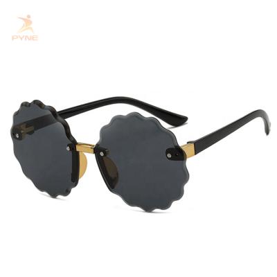 China New Designer Fashion Luxury Children's Rimless Round Girls Sunglasses Boys Custom Made Sun Flower UV Kids Sun Glasses for sale