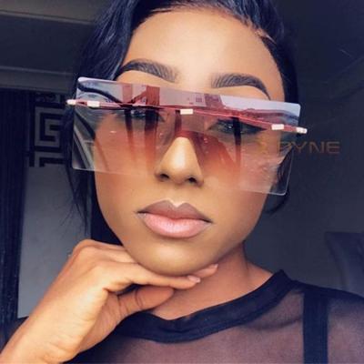 China New Trendy Fashion Sunglasses Metal Frame Clear Sunglasses Wholesale Oversized Rectangle Designer Square Frames Gift Rimless Eyewear Sunglasses for sale