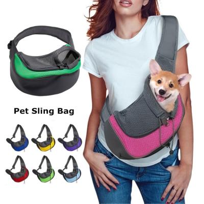 China Durable Polyester Pet Travel Carrier Bag Adjustable Cross - Body Backpack Outdoor Pet Shoulder Sling Bag for sale