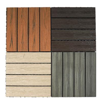 China Choosen Outdoor Wood Plastic Composite DIY Interlocking Decking Tiles 300mm*300mm for sale