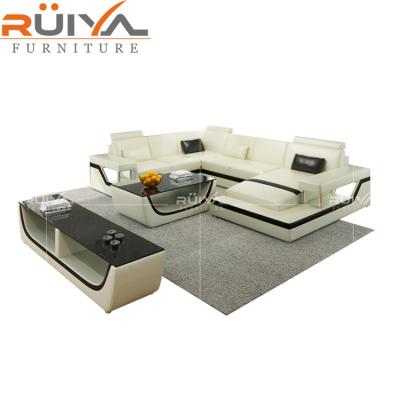 China Hot Selling Foshan Style (Other) Modern Market Adjustable Leather Sofa With LED Light for sale