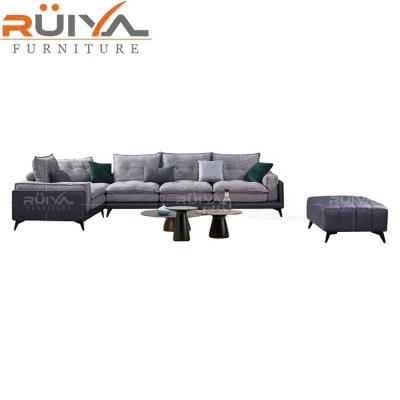 China Cheap Fabric L Shape Sofa Fabric Fabric+leather Home Furniture Living Room Sofa For Sale for sale