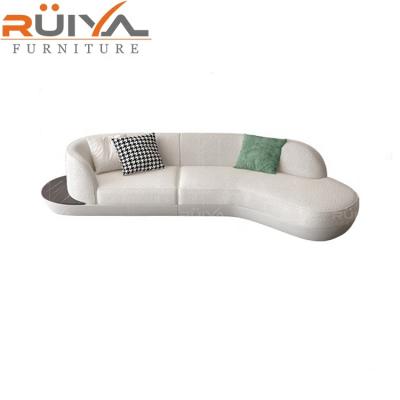 China Other Creative Hotel Project Furniture Curved Sectional Sofa Sofa Wooden Leather White for sale