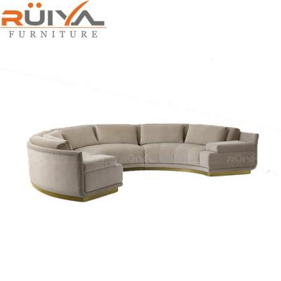 China Other Luxury Circular Sofa Home Furniture Semicircle Sofa Living Room Couch Velvet Curved Half Round Semi Sectional Sofa for sale