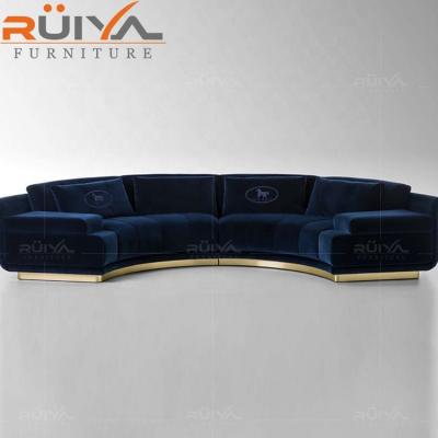 China Other Custom Italian High End Sectional Leather Sofa Living Room Design Modern Velvet Curved Sofa Velvet Curved Sofa For Villa And Living Room for sale