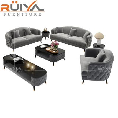 China (Other) New Style Adjustable European Gray Button Tufted Upholstered Sofa Set 321 for sale