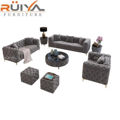 China Wholesale New Adjustable Classic Velvet Furniture Button Tufted Upholstered Sofa (Other) Set Luxury Exclusive Sofas for sale