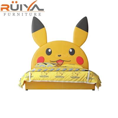 China Modern hot beauty 150 cm 180 cm 3 to 10 cm 3 to 10 children's years fancy sale bed leather frame kids double Pikachu children's beds for sale