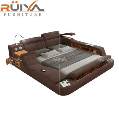 China Italian Leather Fabric Bed Frame (Size) Adjustable Beds Smart Functional Durable Long Life With Storage PU Leather Bed Frame King Size for sale