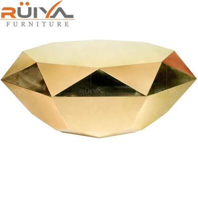 China Factory price adjustable hot sale Italian design polygonal shape (other) shinny gold stainless steel home furniture table for sale