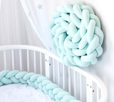 China Folded Bumper Guard Safety Baby Knot Guard Crib Rail Pillow Cushion Four Sides Cotton Bumper Safe Edge Protector for sale