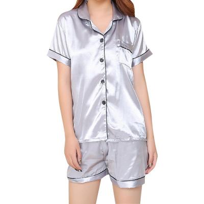 China Breathable Warm Style Home Wear Pajamas Suits Short Sleeve Pants Women Silk Pajamas Set Sleepwear Homewear For Women for sale