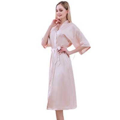 China Latest Design QUICK DRY Silk Nightgown Long Sleeve Long Pajamas Women's Nightgown for sale