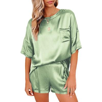 China 2021 QUICK DRY pajamas for women silk rompers lace up short robe and pajamas sets for women for sale